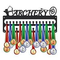 SUPERDANT Medaillenhalter Für Bogenschießen Sport Medaillen Aufbewahrung Wandhalterung Bogenschießen Medaillen Aufhänger 30 Haken Metall Medaillenständer Iron Race Ribbon Award Organizer 40x20cm