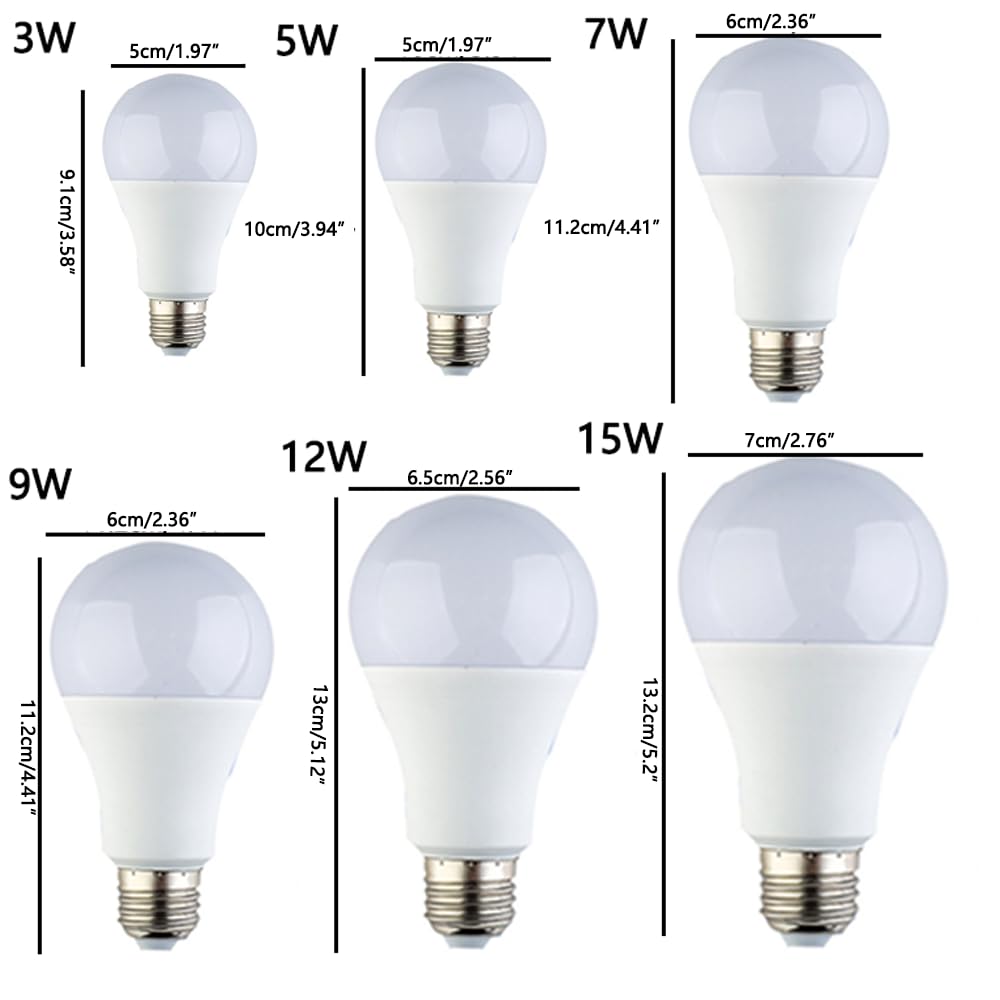 Paquete de 2/10 bombillas LED E27, bombilla LED superbrillante, bombilla de brillo con atenuación de tres velocidades, lámpara de bajo consumo E27 ajustable por segmento, bombillas estándar A70
