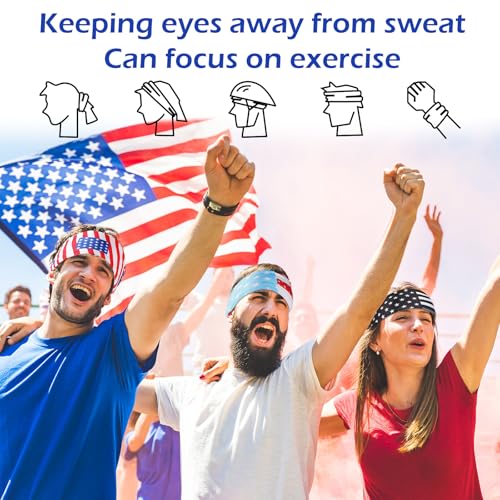 Image of Foaincore 16 Pcs Sports Headbands for Men Breathable Mesh Workout Sweatbands Elastic Moisture Wicking Stretchy Wide Hair Bands for Women Sports Running Basketball Yoga