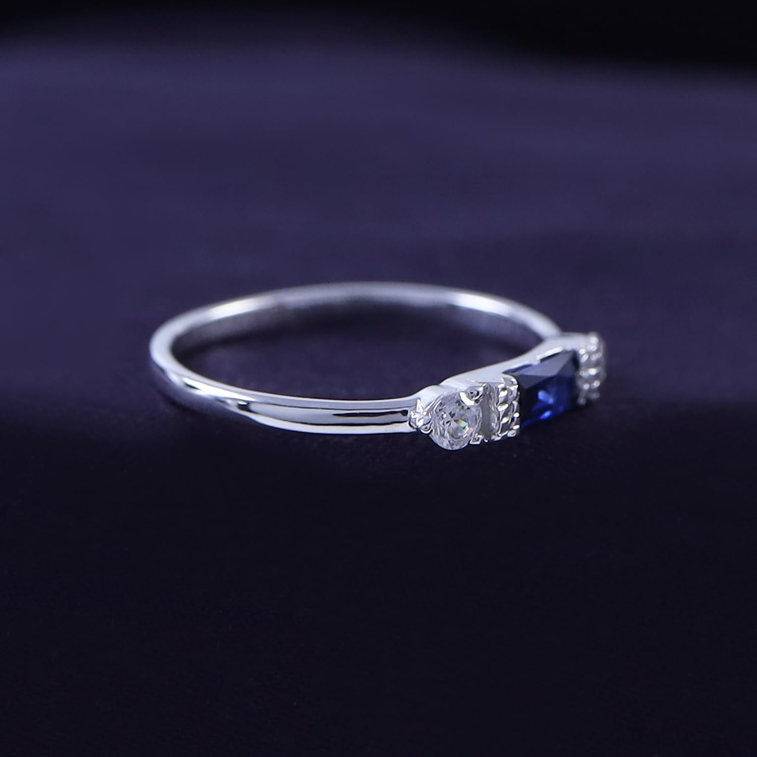 AFFY 3 Stone Stackable Rings for Women Baguette Cut Simulated Birthstone with White CZ, Gemstone Promise Ring in 14K Gold Plated 925 Sterling Silver Dainty Minimalist Jewelry Gift for Her - Image 5