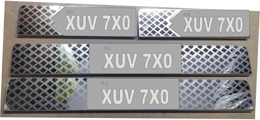 Vitior Sill Plate Door Foot Step in Stainless Steel Non led Self-Adhesive Car Door Entry Guard Protector 7xo (Set of 4 Pcs)