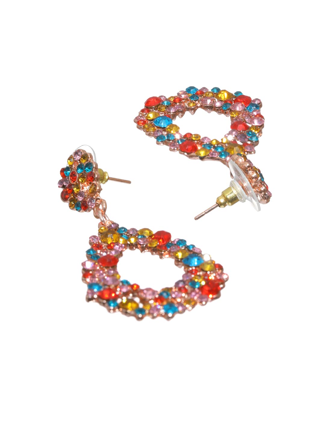 Multicolor Artificial Stone Tear Shaped Drop Earrings