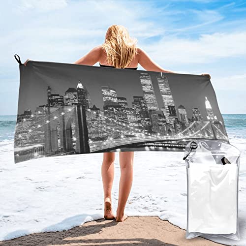 AABSTBFM Serviette de plage en microfibre à séchage rapide – Imprimé New York – Serviettes de bain super absorbantes à séchage rapide pour voyage,...