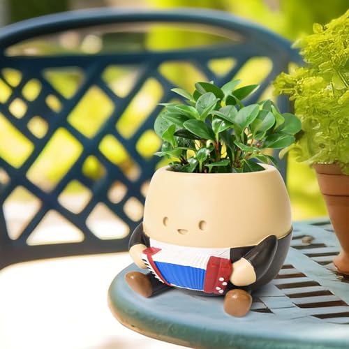 NINNSSOT Vasi per Piante Piccoli da Interno ed Esterno, Carini con Faccia Sorridente, Vaso per Piante da Fiore con Testa, Vaso per Piante Grasse in Resina, Vaso per Fragole, Pianta di Perle a