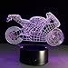 LEDMOMO Lampe d'illusion 3D en forme de Moto Veilleuse LED décoration avec Télécommande USB 7 Couleurs de changement Contôle tactile