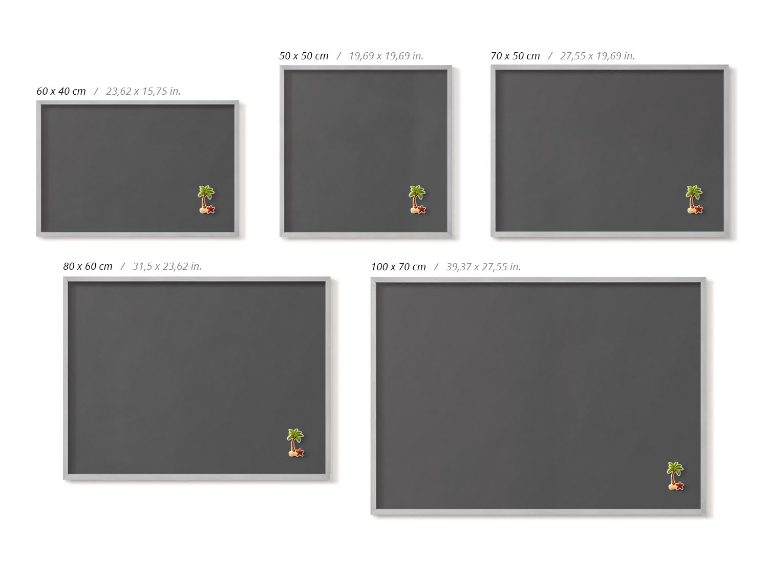 Tulup Lavagna Magnetica 80x60 cm – Bacheca da Parete – – Arte Moderna – Design Elegante – Organizzazione & Appunti – Arredo Soggiorno/Ufficio – Planner Giornaliero – Home Office –Farbe dunkelgrau