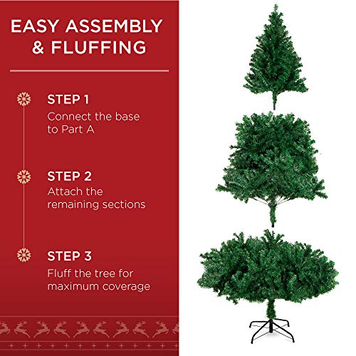 6ft Premium Unlit Hinged Artificial Christmas Tree by Best Choice Products - Easy Assembly & Realistic Design