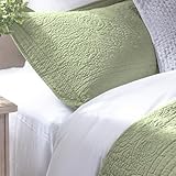 ELEGANT LIFE HOME All-Season Cotton Collection Laura Reversible Allover Embroidery Washed Pillow Sham, King 20’’ x 36’’+2”, Sage Color, 1 Piece