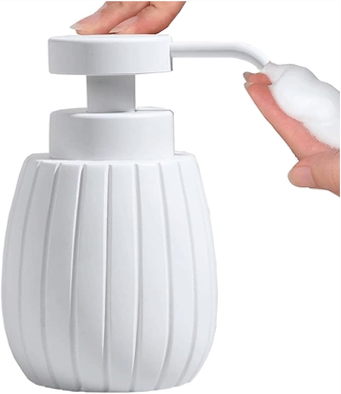 Soap bottle， European press soap dispenser 330ml is suitable for bathroom or kitchen(White2)
