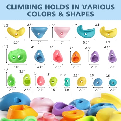 Image of 32Pcs Rock Climbing Holds, Multi Size Climbing Wall Grips for Kids Adults