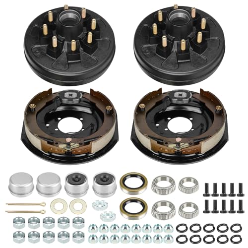 Trailer Electric Brake Drum Kit Pair of 8 Lug on 6.5 Bolt Circle Brake Drum with 12 x 2 Electric Brakes for 5200 lbs 6000 lbs 7000 lbs Axles(Not self-adjusting) 12 Brake Hub Drum Assembly