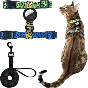 Cat Harness and Leash Set with AirTag Holder – Escape Proof, Adjustable & Comfortable for Easy Control Cat Walking Harness and Leash H Strap Cat Leash and Harness Set Escape Proof Cat Harnesses