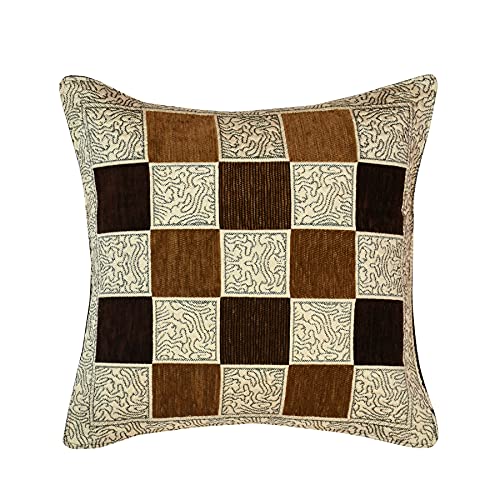 Image of Chenille Cushion Cover for Sofa & Living Room | Soft Decorative Throw Pillow Cover | 40x40 cm Pillow Case for Home, Bedroom & Office Decor (Chiku-Coffee)