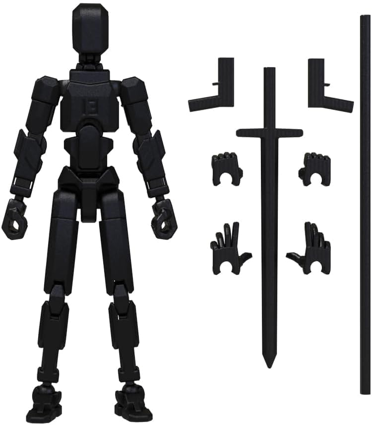 Image of DOOZLE T13 Action Figures, Assembly Completed 3D Printed Dummy Nova Titan Lucky 13 Figures, Multi-Jointed Movable Robot Toys for Display, Drawing & Desk Decor (1, Black)