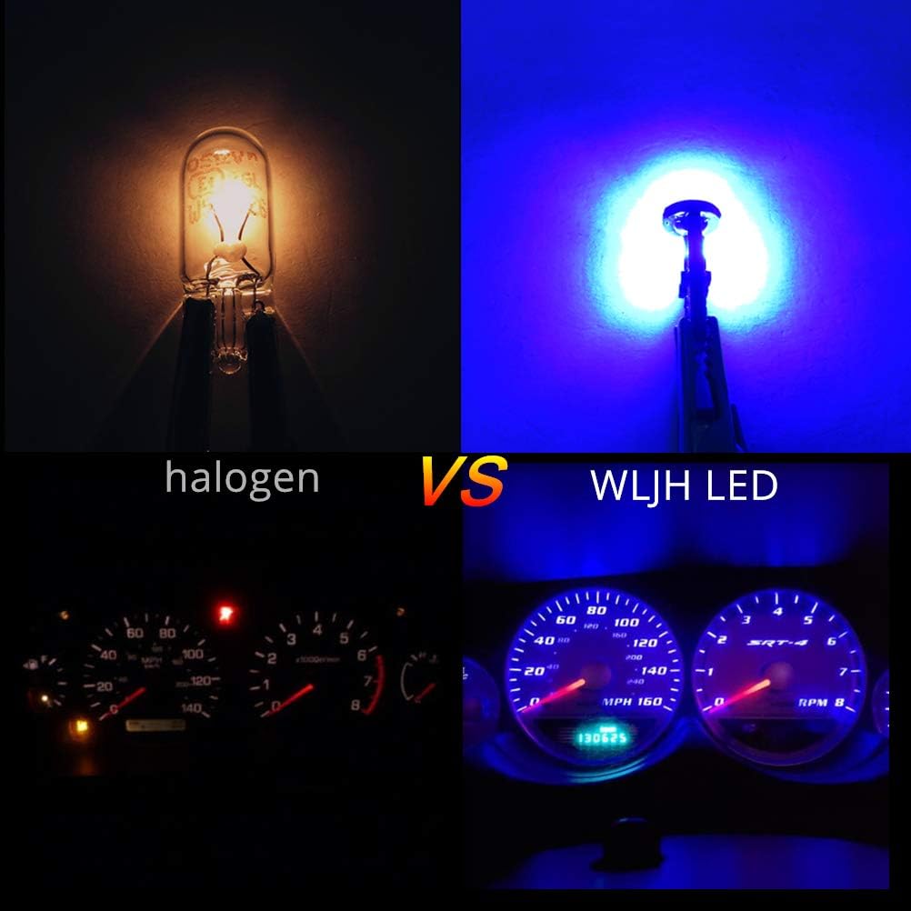 WLJH Extremely Bright Blue Canbus Instrument Panel Gauge Cluster Warning Indicator Bulb Full Led Light Kits Package For Ford Mustang 1979-1993, Pack of 16