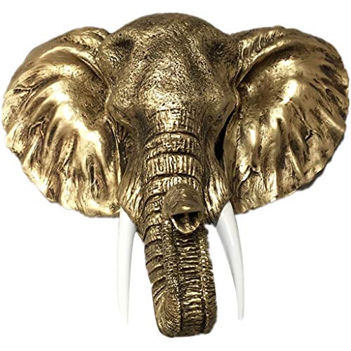 Wandskulpturen Wanddekoration Vintage Goldener Elefantenkopf Wandskulpturen Ornament Tierkopf Wandbehang Wanddekoration Bar Club Wohnzimmer Veranda Hintergrundwand Cover