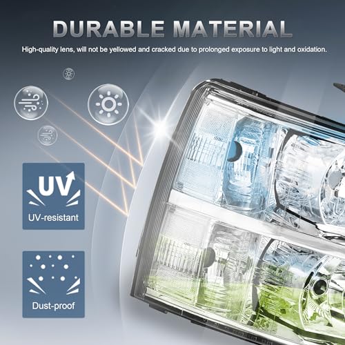 KUIPERAUTO Headlight Assembly Compatible with 2007-2013 Chevy Chevrolet Silverado 1500 2500HD 3500HD Front Lamp with Bulb Chrome Housing/Clear Lens/Clear Corner by KUIPERAUTO - Image 2