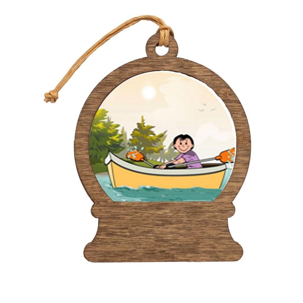 PrintedPerfection.com Personalized Rowboat - Female Wooden Snow Globe Shaped Christmas Ornament