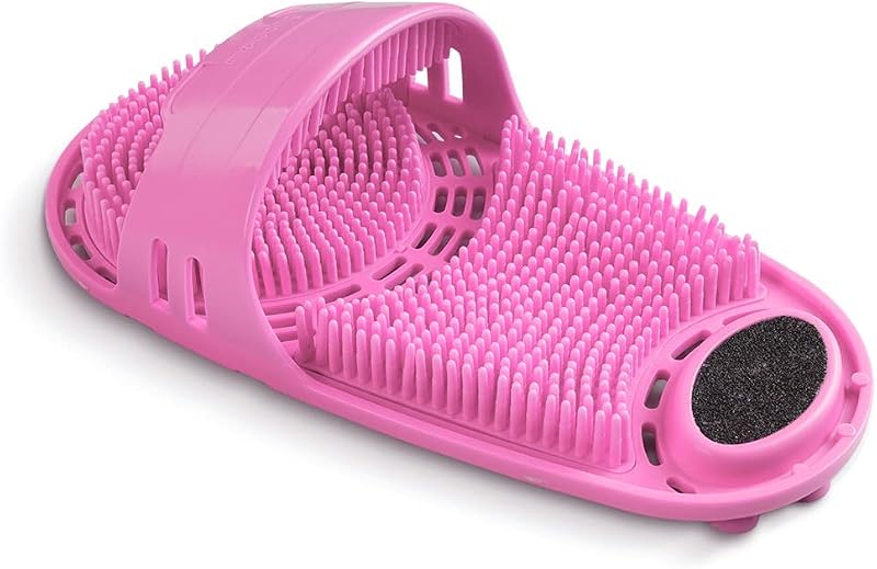 Escova de silicone para banho e pés meidong, rosa, pacote com 1 unidade