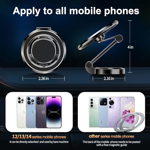 Image of for Foldable Magsafe car Mount - 360 Base Rotating Car Dashboard Magnetic Cell Phone Holder, Powerful Magnet Car Phone Holder, Compatible with All Smartphones-MagSafe Car Accessories