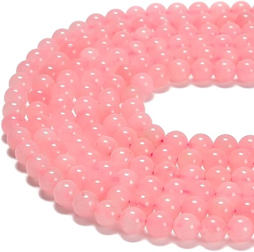 Cuentas sueltas de cuarzo rosa liso redondo natural Gematone de 0.236 in para hacer joyas, hallazgos de bricolaje, 1 hebra de 15 pulgadas