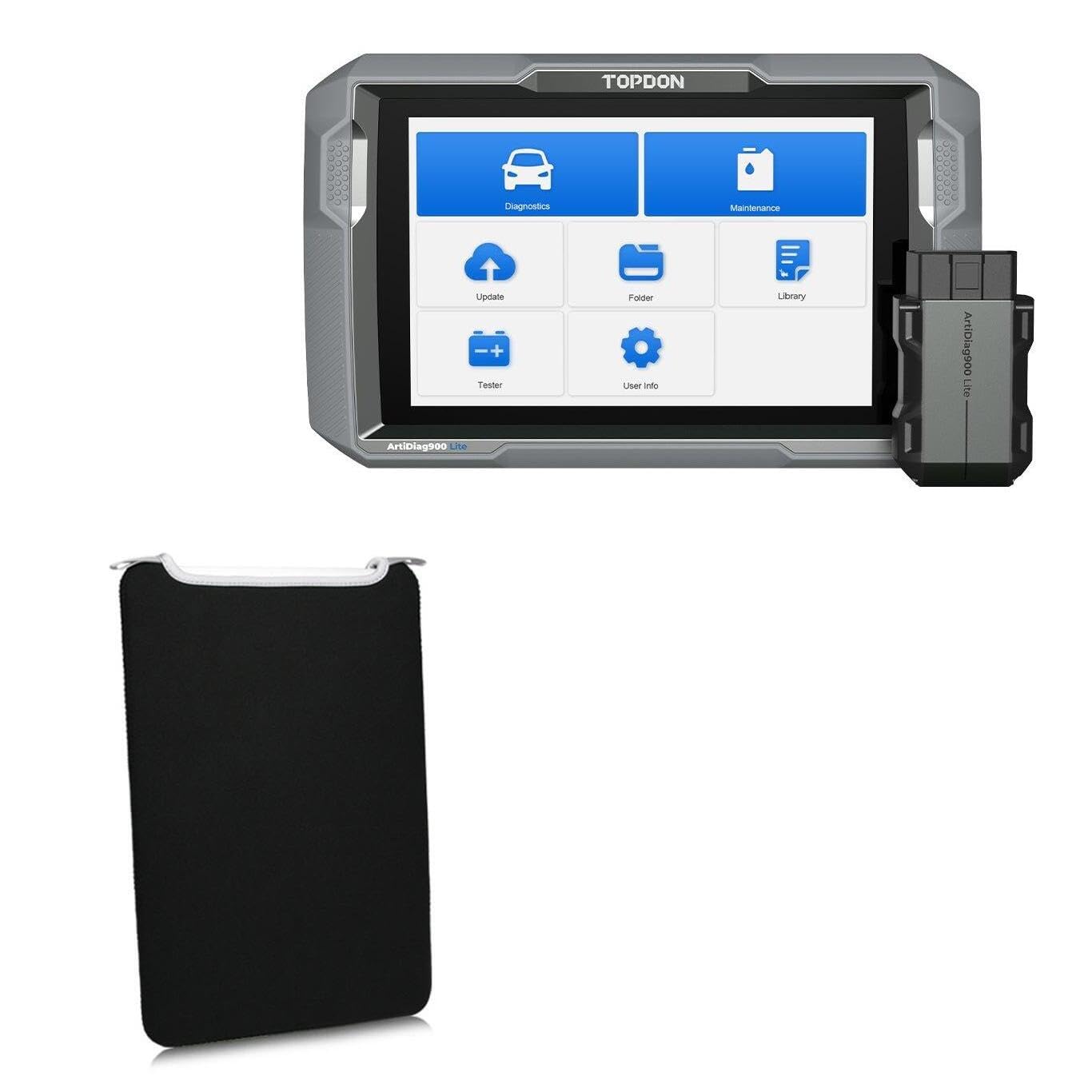 BoxWave Case Compatible with Topdon Artidiag900 Lite (8 in) - SlipSuit, Soft Slim Neoprene Pouch Protective Case Cover - Jet Black