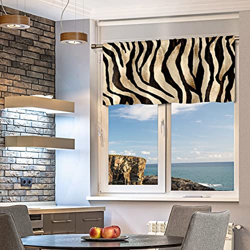 Valence Curtains For Windows Zebra Leopard Print Vintage Blackout Curtain Rod Pocket Window Treatment Curtains For Kitchen Bathroom Living Room Bedroom Decorative Curtain Toppers And Valances 18X52In #TOP6