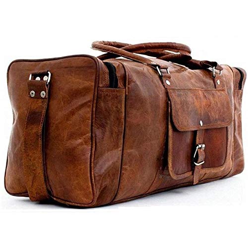 Overnight Weekend Vintage Handmade Brown Leather Travel Gym Sports Duffel Bag (20