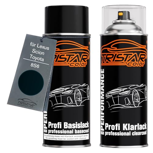 TRISTARcolor Autolack Spraydosen Set für Lexus/Scion/Toyota 8S6 Midnight Blue Metallic Basislack Klarlack Sprühdose 400ml