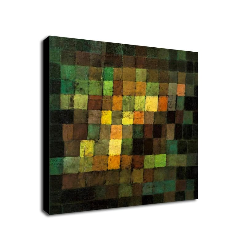 Ancient Sound - Bauhaus Abstract Wall Art by Paul Klee - Wrapped Framed Canvas Wall Art (16 x 16 inch / 41cm x 41 cm)