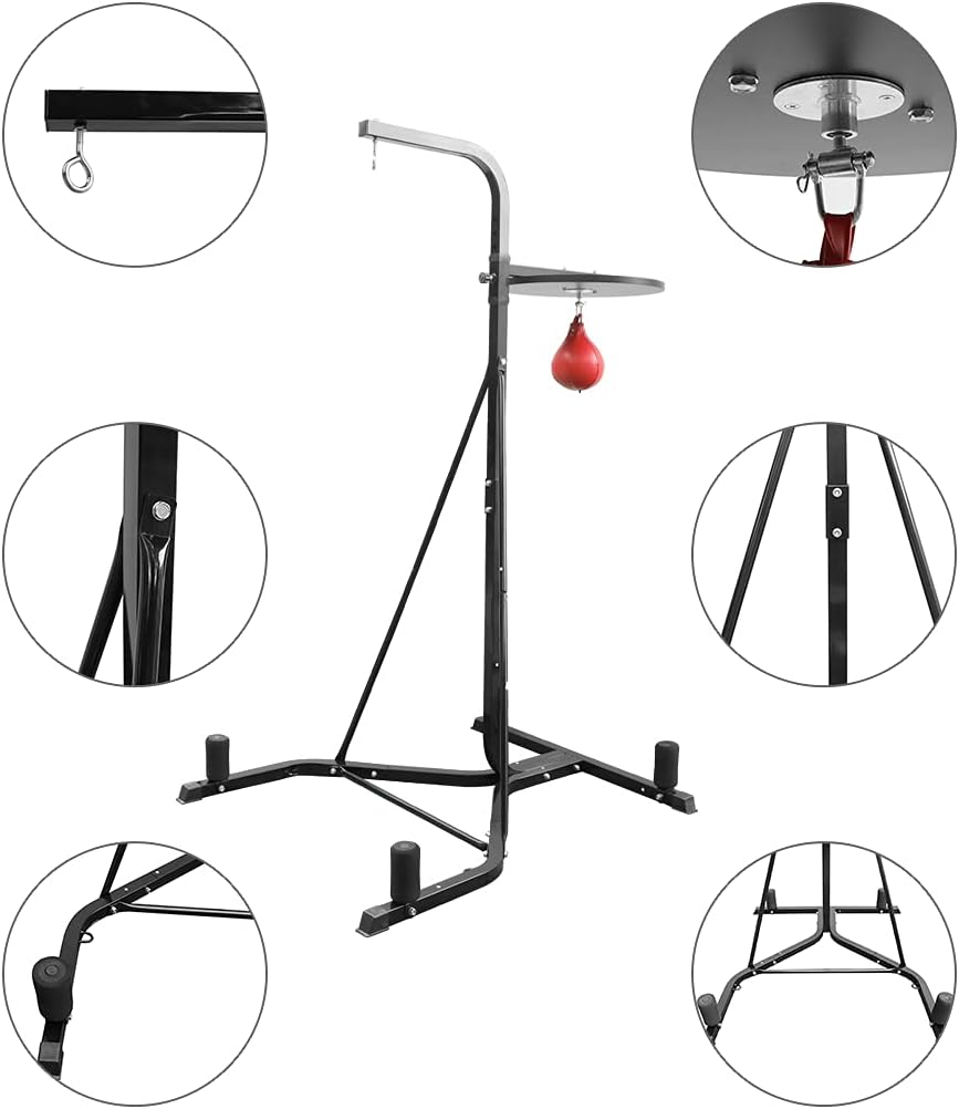 YOLENY Boxing Bag Stand Premium Material Martial Arts Equipment, Boxing Stand for Heavy Bag and Speed Bag, Includes Speed Bag for Speed Training, Up to 220 lbs, for Home and Gym Fitness : Sports & Outdoors