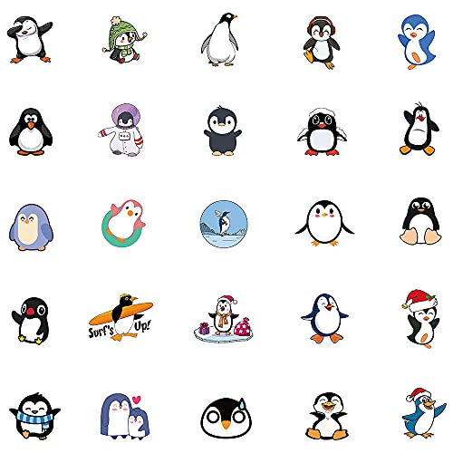 TMZELOA 50 Stück Kleintieraufkleber, Pinguin Stickers Aufkleber, Pinguin verschiedene süße Aktionen Thema Aufkleber, DIY Dekorations Aufklebers für Laptop, Fahrrad