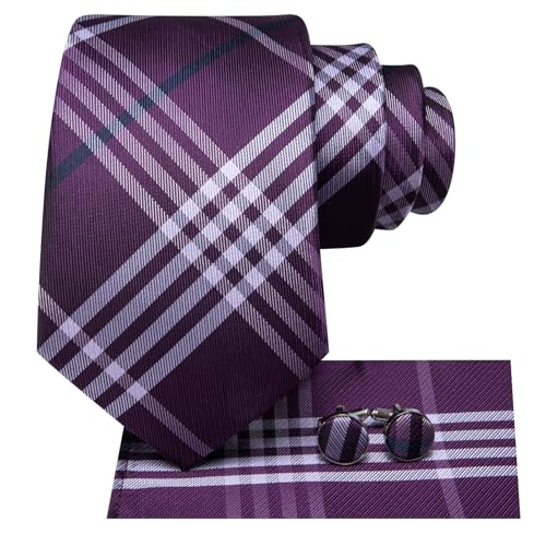 Image of Dubulle Mens Paisley Striped Tie Woven Necktie for Men and Handkerchief Cufflinks Set Wedding Formal Business