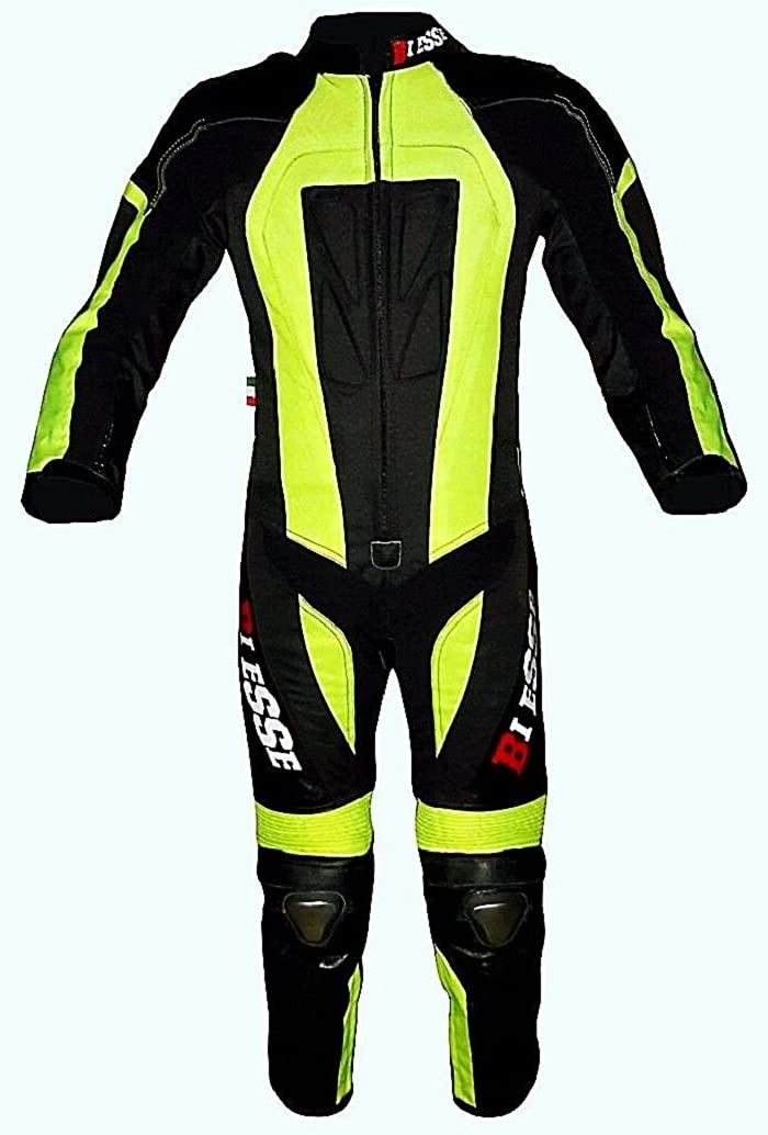 BI ESSE - Combinaison mini moto professionnelle pour enfant en cuir et Cordura
