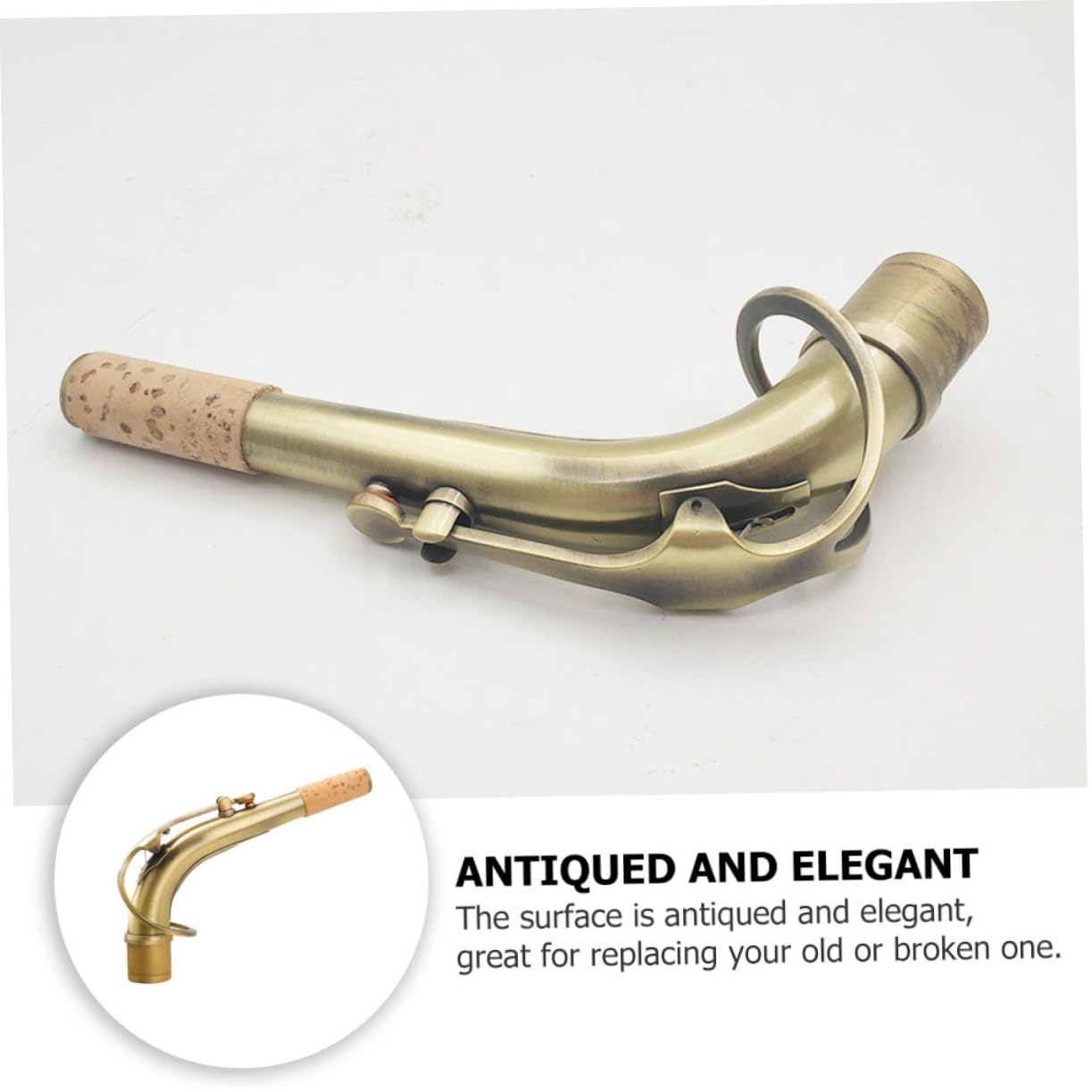 GALPADA Antiker Saxophonhals 24,5mm Biegung Messing mit Wasserdichtem Kork für Altsaxophon Elegantes Zubehör mit Klarem Klang und Schönem Design