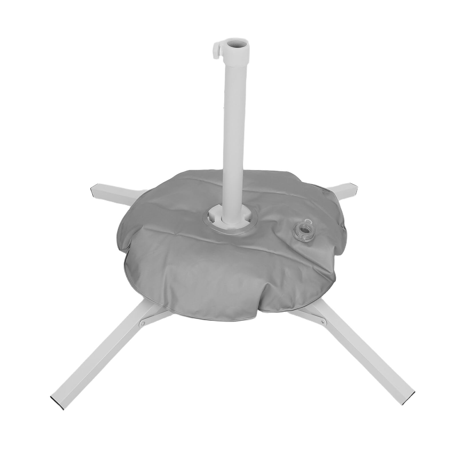 Socle parasol pliable blanc avec adaptateur détachable et bouton de serrage réglable