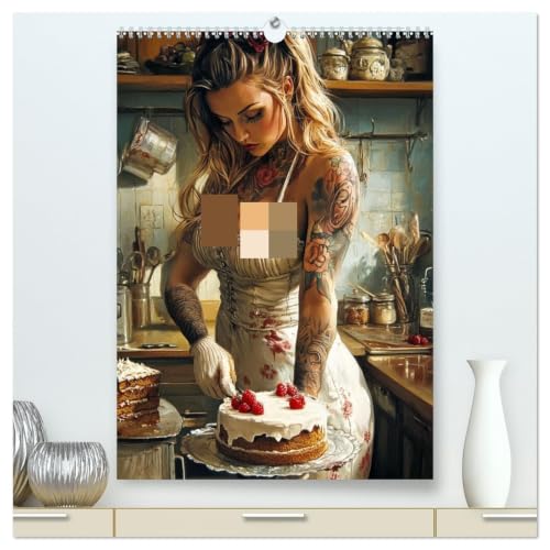 Tattoo Girls and Cakes (High Quality Premium Wall Calendar 2027 DIN A2 portrait),CALVENDO 12 Month Wall Calendar: Tattooed girls embody art, confidence, and individuality in every stunning design.