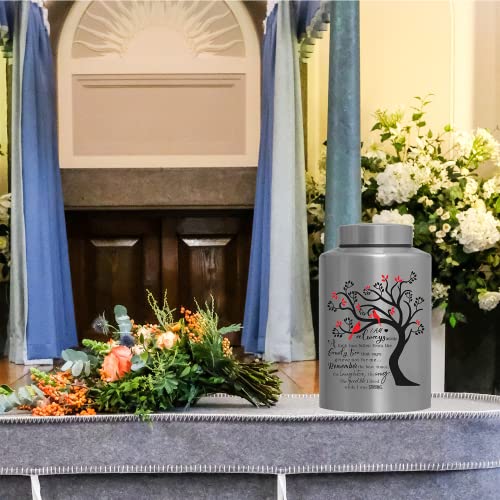 Cremation Urns for Human Ashes Adult Male Female Large Decorative Urn Cardinal Birds Urn up to 220lbs Memory Funeral Burial Urns for Human Ashes(Cardinals Red Leaves) - Thumbnail 5