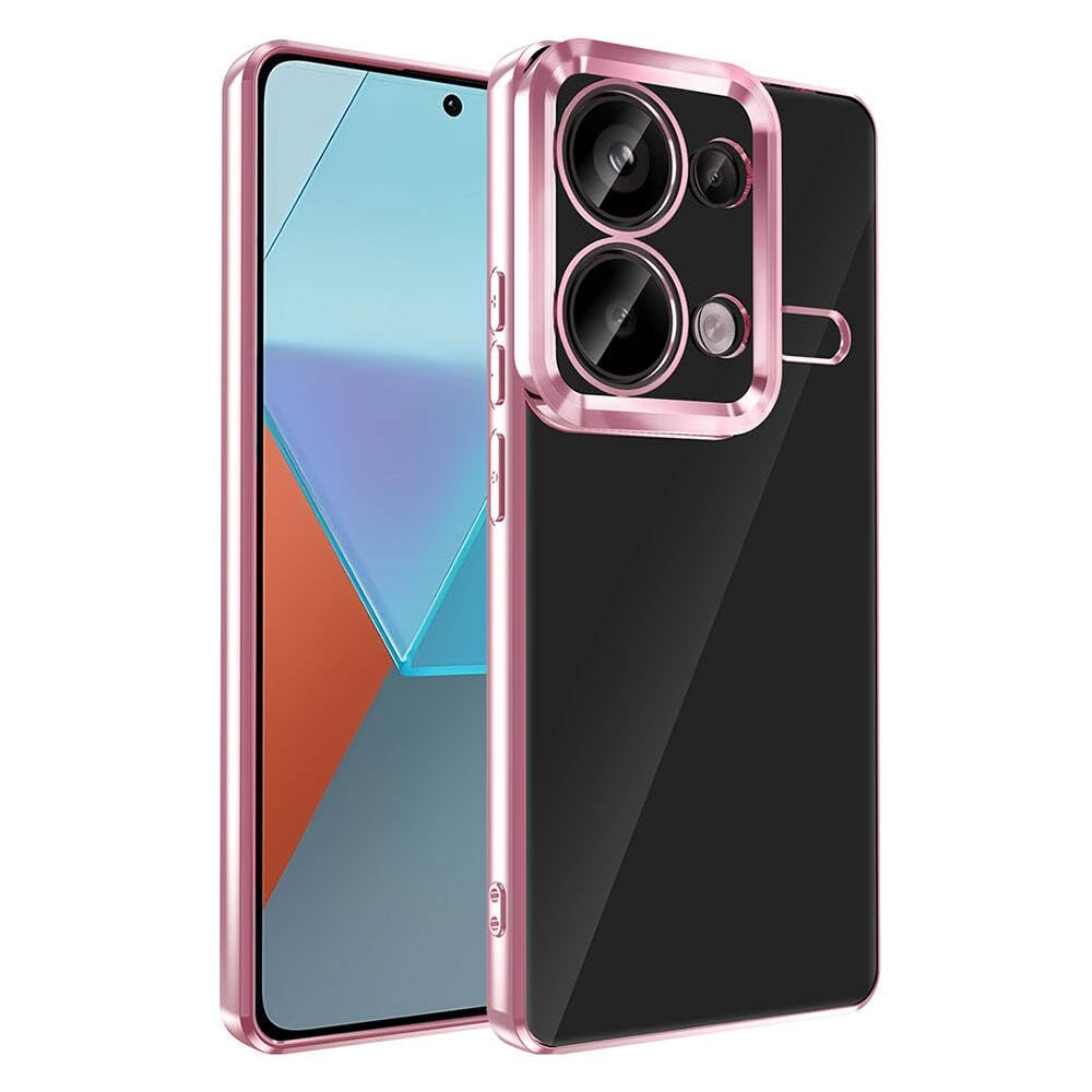 Zore Xiaomi ile uyumlu Redmi Note 13 Pro 4G Kılıf Kamera Korumalı Logo Gösteren Zore Omega Kapak Rose Gold