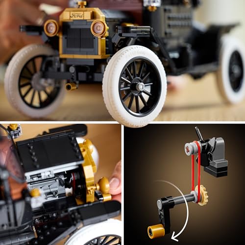 Icons Ford Model T - Modello di Auto Retrò per Adulti - Set da Collezione con Tetto in Tessuto, Ruote Alte e Parabrezza Apribile - Regalo Fai da Te per gli Appassionati di Veicoli Classici 11376 - Lego - Immagine 3