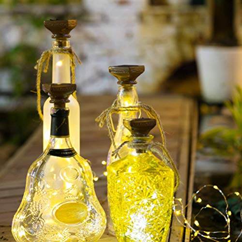 Luces De Hadas Para Botellas Solar 20 LED Decoración Versátil Para Frascos De Vino Manualidades Y Más Ideal Para Interiores Y Exteriores Con Carga Solar Y Cable Flexible