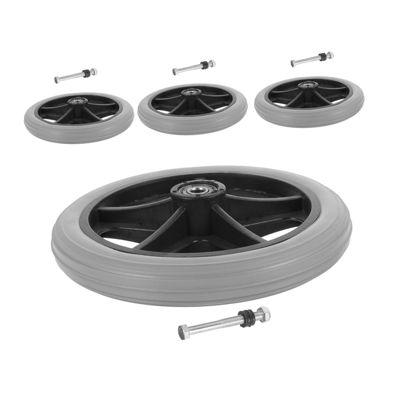 Rueda Delantera de Repuesto para Silla de Ruedas 4 Piezas | 360° de Giro, Neumáticos Sólidos Antipinchazos, Plástico y Metal, para Andadores y Movilidad