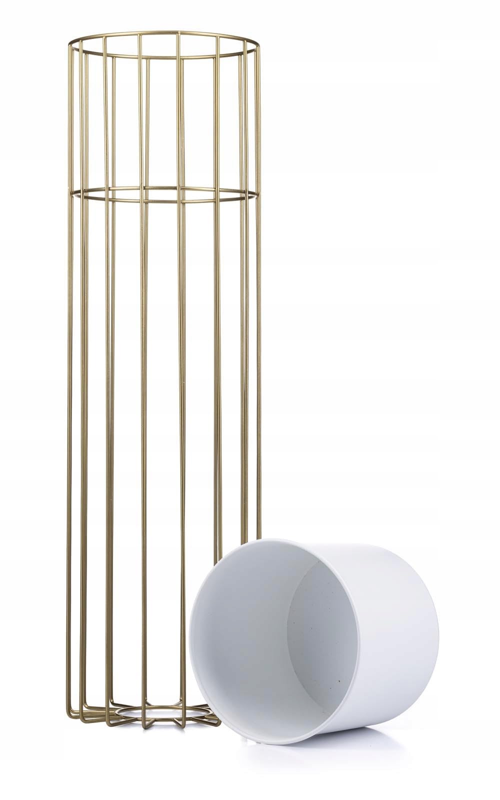 Złoto biały kwietnik metalowy stojący 70 cm LOFT