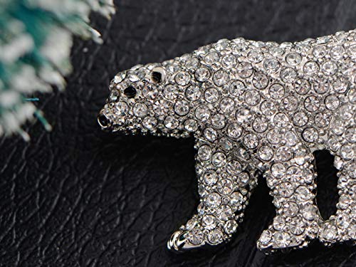 Image of Alilang Women's Polar Bear Brooch Clear Crystals Christmas Winter Holiday Pin Shawl Scarf Brooch