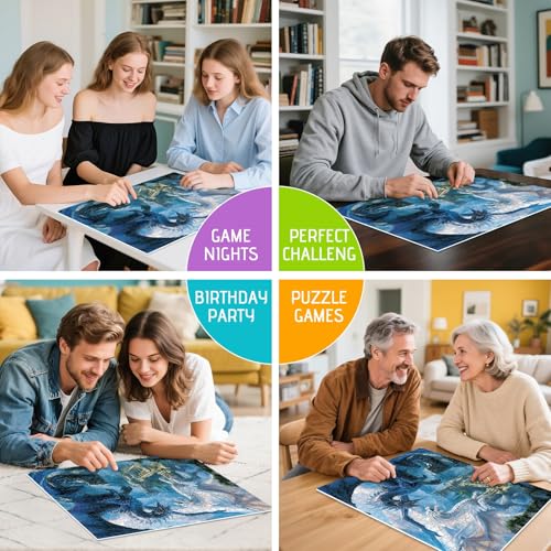 Rompecabezas de 500 piezas para adultos, Puzzle de batalla de dragones de fantasía para adultos mayores, cartón reciclado, creativo juego familiar desafiante de 20.5 x 15 pulgadas miniatura 6