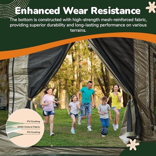EROMMY 13X9.8FT Inflatable Camping Tent for 9 People - Easy Setup Oxford Cloth with Large Sunroof and Excellent Ventilation for All Seasons, Green - Image 6