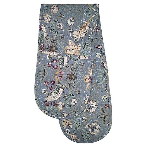 Image of William Morris Strawberry Thief Blue Double Oven Glove Quilted