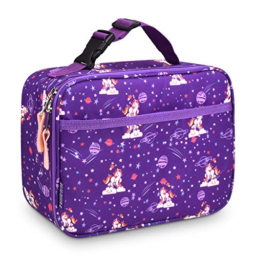 Kids Insulated Lunch Box for Boys and Girls Perfect Size for Packing Hot or Cold Snacks for School，Cute Patterns Coordinate with Backpacks Print the Unicorn Standard with Buckle Unicorn Purple