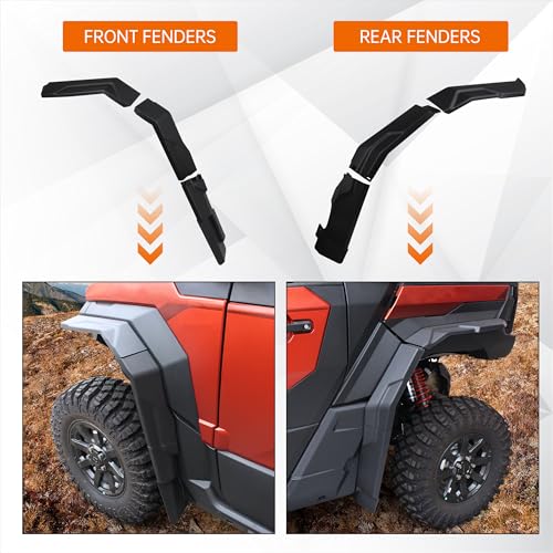 Image of Fender Flares for Xpedition XP /ADV, Front & Rear Extended Mud Guards Compatible with Polaris Xpedition XP /XP 5 /ADV /ADV 5 2024+ Accessories Replace #2890638 Full Coverage Mud Flaps