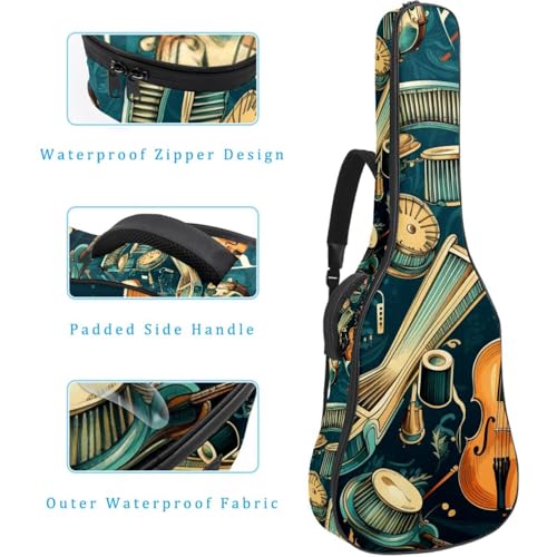 Housse guitare souple sans rembourrage 109 cm imperméable avec 2 poches zippées